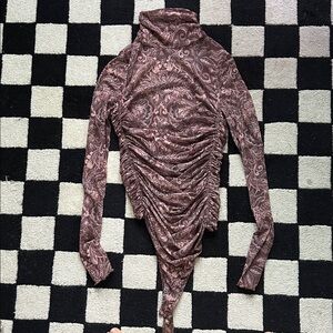 Intimately Free People Under It All Floral Paisley Mesh Turtleneck Bodysuit | XL